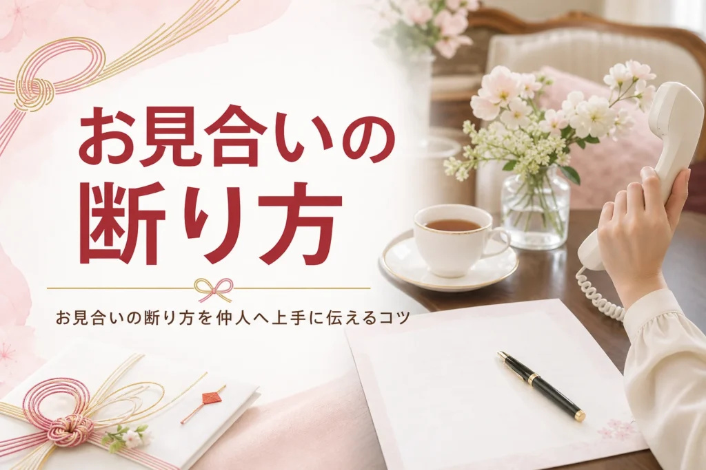 お見合いの断り方を仲人に伝えることをテーマにした、応接室のテーブルのアイキャッチ