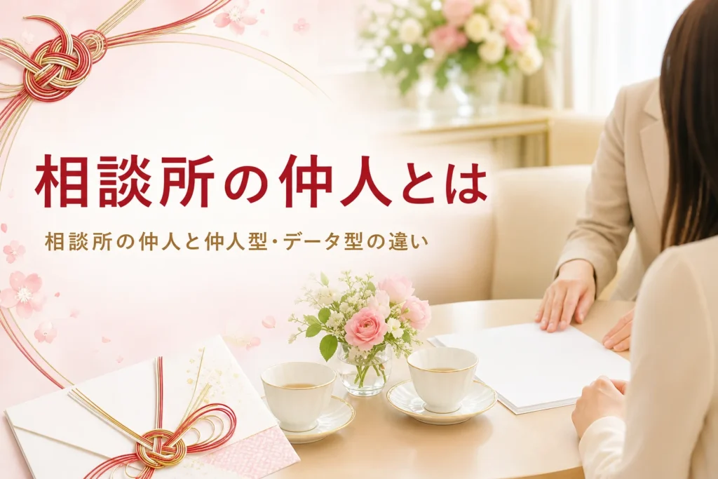 結婚相談所の仲人と相談所のタイプの違いをテーマにした、応接室のアイキャッチ